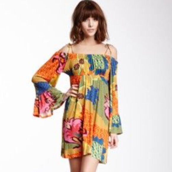 Voom by Joy Han Bohemian-Style Off-the-Shoulder Dress Women's Size Large 8-10 - Picture 2 of 10